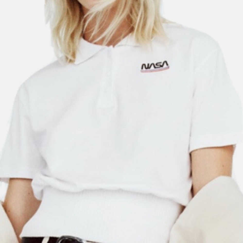 Zara White Short Sleeve NASA Logo Tee